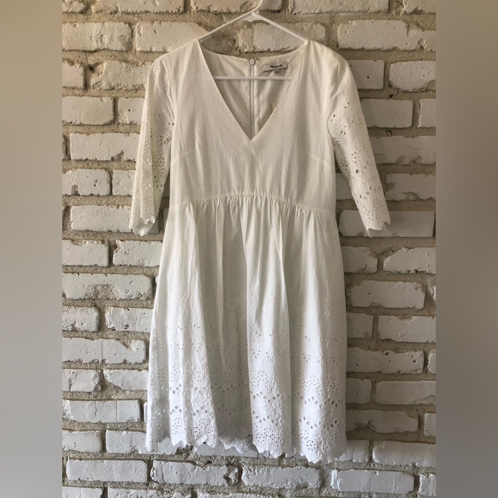 Madewell white eyelet midi dress